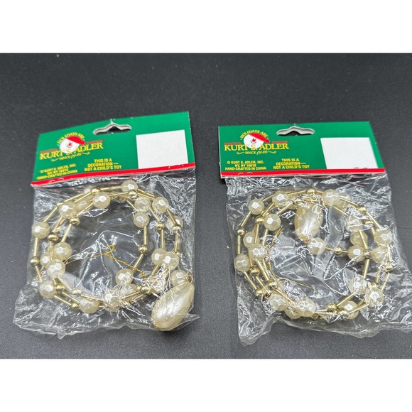 KURT S ADLER Gold & White Beaded Icicle Christmas ORNAMENT Santa's World 5J New! - Picture 2 of 7